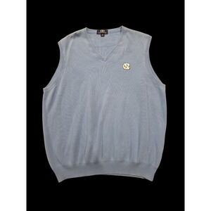 UNC Tar Heels Sweater Vest Men's XLG Vantage Carolina Blue Cotton V Neck Logo